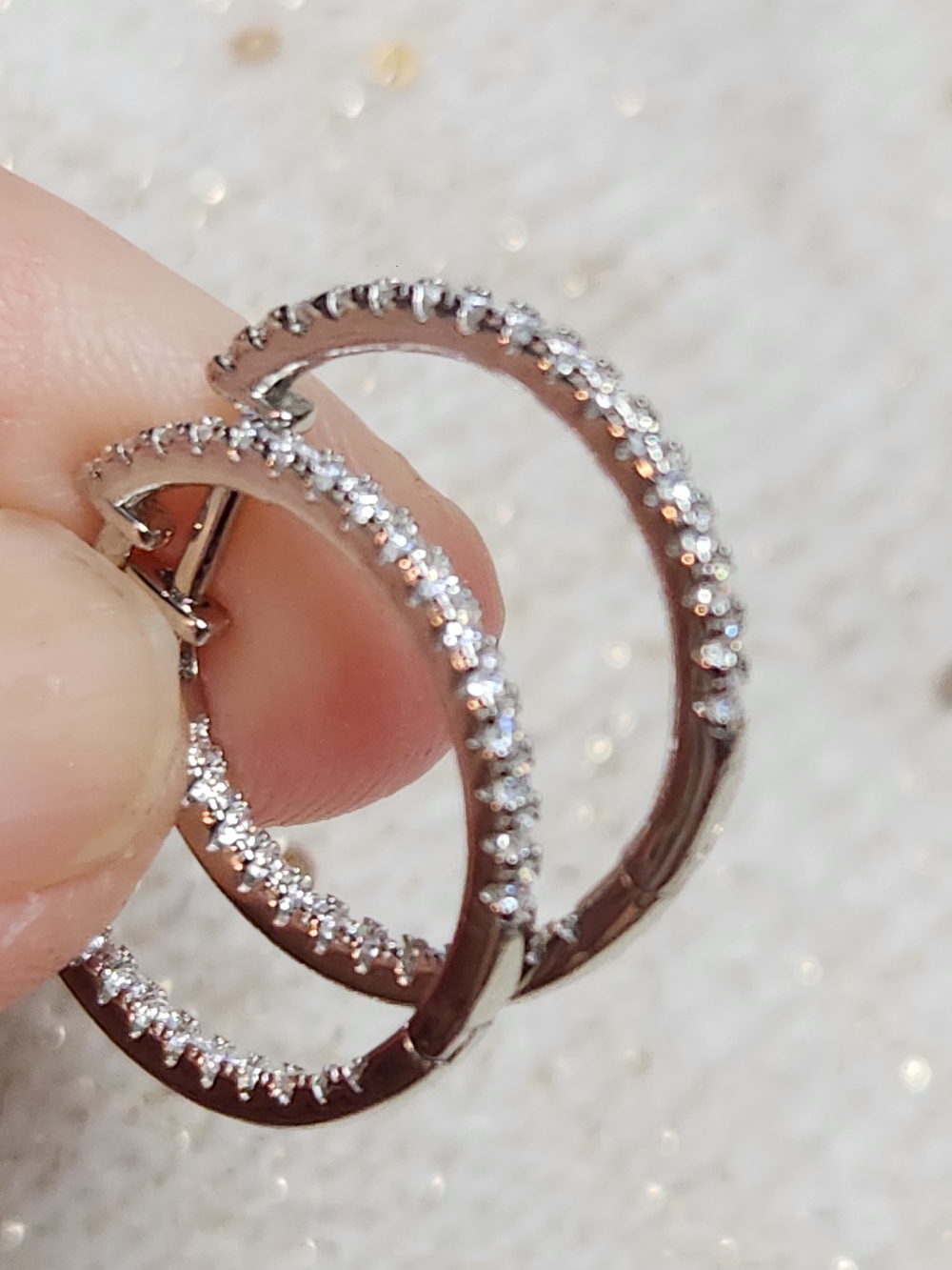 Sparkling Silver Pave Hoop Earrings - Dainty Women Jewelry